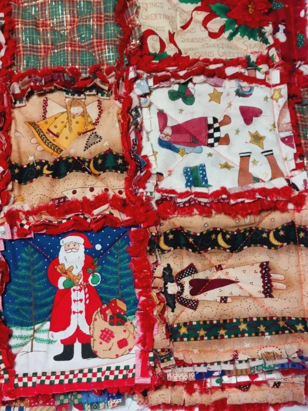Christmas Rag Lap Throw Quilt 52
